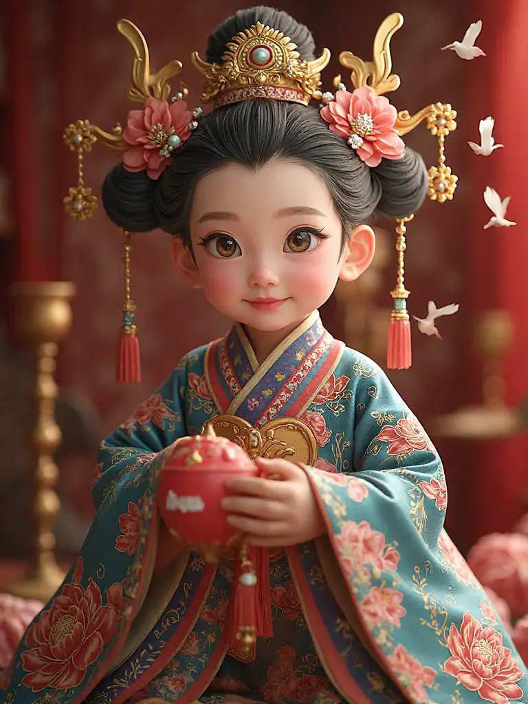 AI generated ancient princess model with traditional royal attire - historical AI art by AI Image Agent